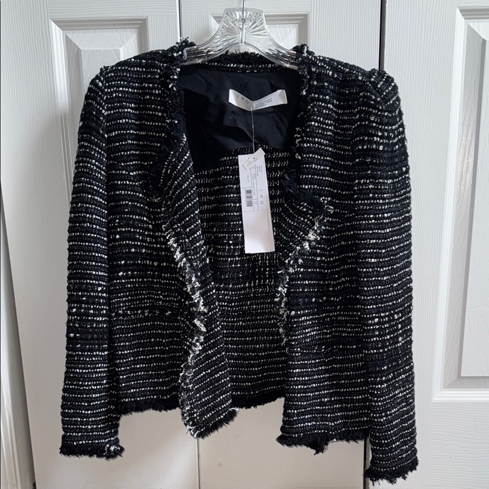IRO Black/Silver (White) Tweed Blazer 40 NWT